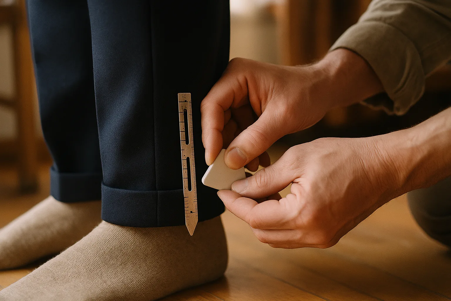 Hand-finishing 48-hour hem service at the Stitching Studio atelier
