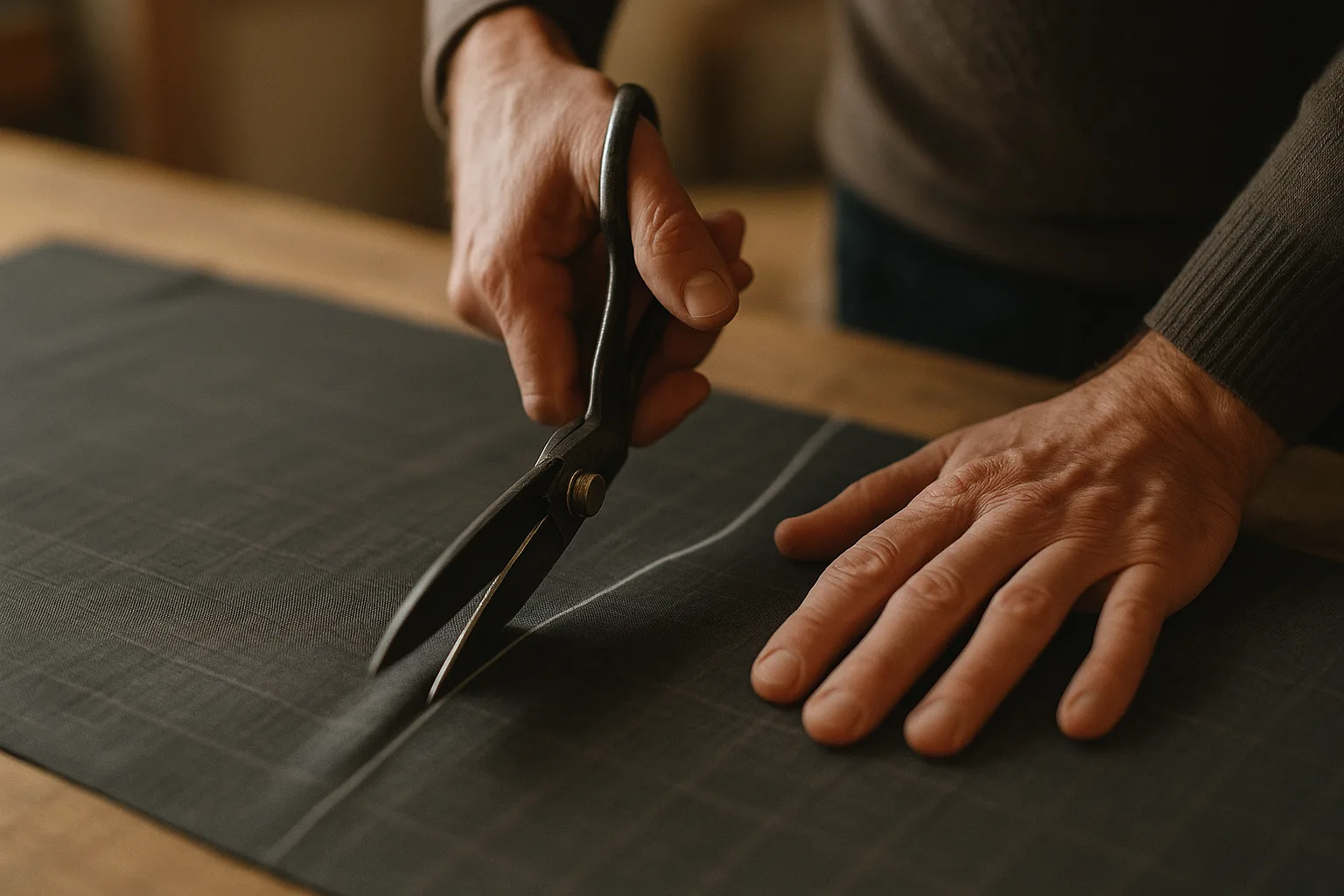 Hand-finishing custom clothing at the Stitching Studio atelier