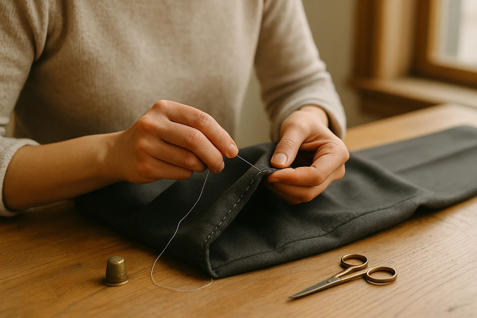 Hand-finishing leather, fur & suede alterations at the Stitching Studio atelier